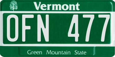 VT license plate OFN477