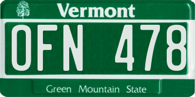 VT license plate OFN478