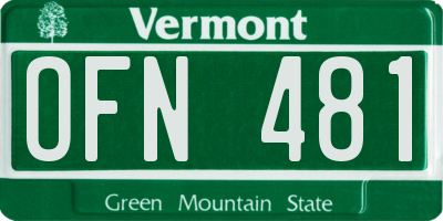VT license plate OFN481