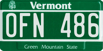 VT license plate OFN486