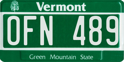 VT license plate OFN489