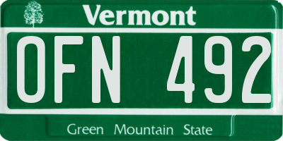 VT license plate OFN492