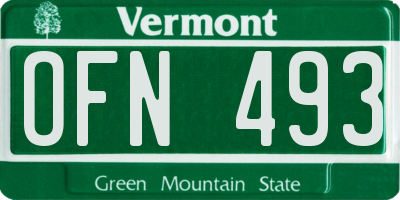 VT license plate OFN493