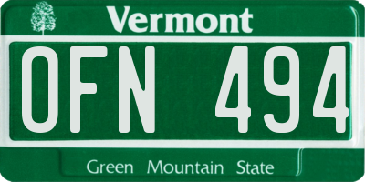 VT license plate OFN494