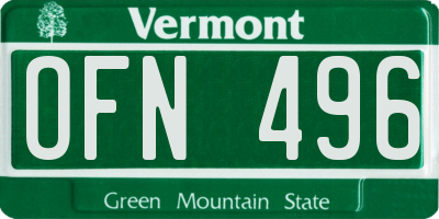 VT license plate OFN496