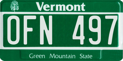 VT license plate OFN497