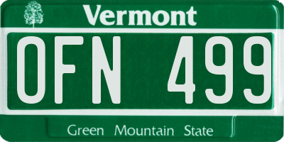 VT license plate OFN499