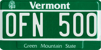 VT license plate OFN500
