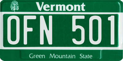 VT license plate OFN501