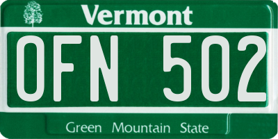 VT license plate OFN502