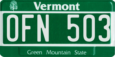 VT license plate OFN503