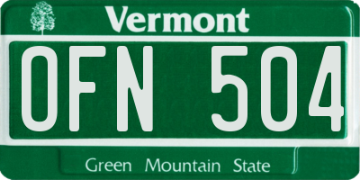 VT license plate OFN504