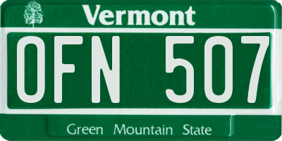 VT license plate OFN507