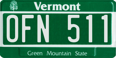 VT license plate OFN511