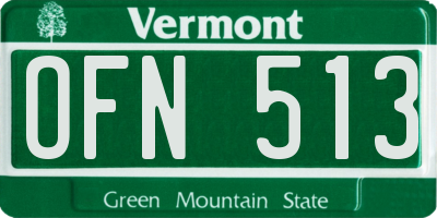 VT license plate OFN513
