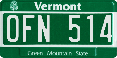 VT license plate OFN514