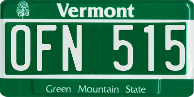 VT license plate OFN515