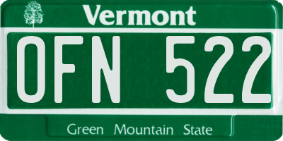 VT license plate OFN522