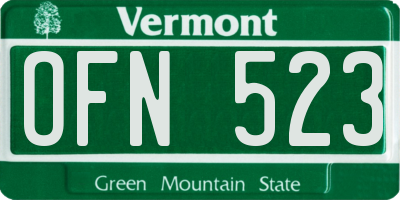VT license plate OFN523