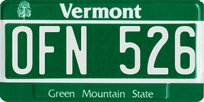 VT license plate OFN526