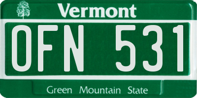 VT license plate OFN531