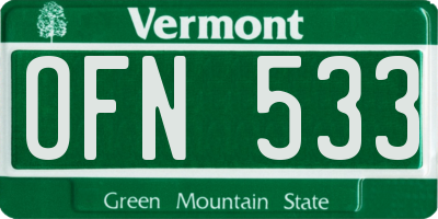 VT license plate OFN533