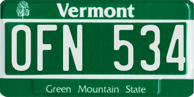 VT license plate OFN534