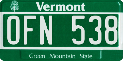 VT license plate OFN538