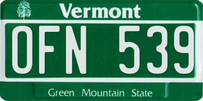 VT license plate OFN539