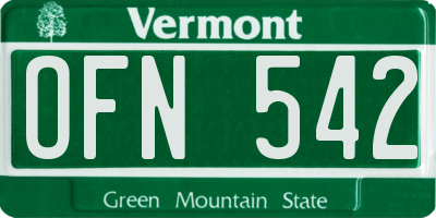 VT license plate OFN542