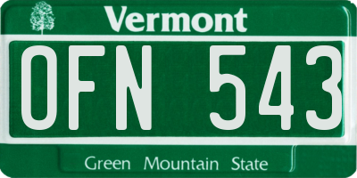 VT license plate OFN543
