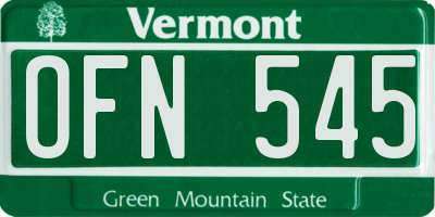 VT license plate OFN545
