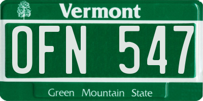VT license plate OFN547