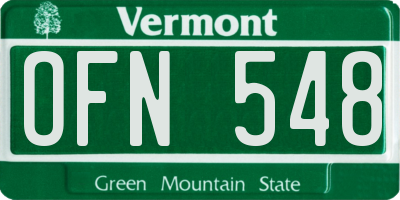 VT license plate OFN548