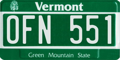 VT license plate OFN551