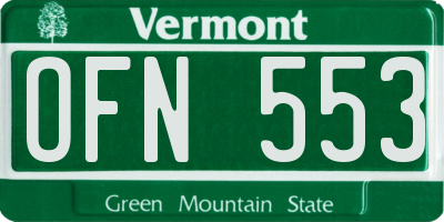 VT license plate OFN553
