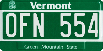 VT license plate OFN554