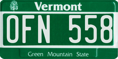 VT license plate OFN558