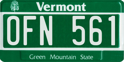 VT license plate OFN561