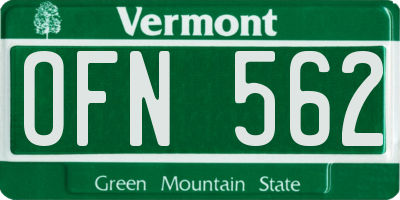 VT license plate OFN562