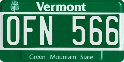 VT license plate OFN566
