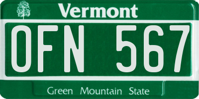 VT license plate OFN567