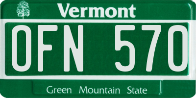 VT license plate OFN570