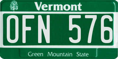 VT license plate OFN576