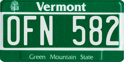 VT license plate OFN582