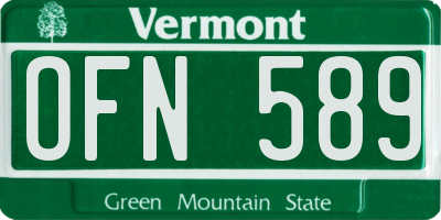 VT license plate OFN589