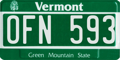 VT license plate OFN593
