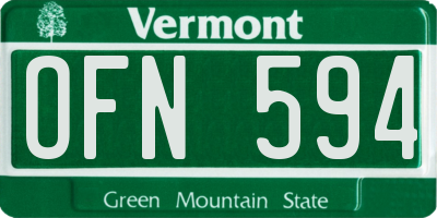 VT license plate OFN594
