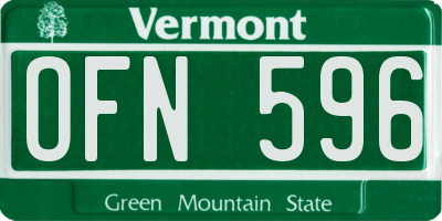 VT license plate OFN596
