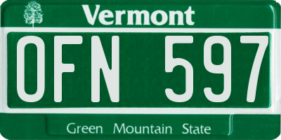 VT license plate OFN597